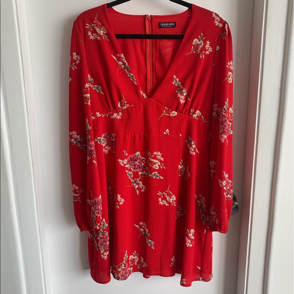 Fashion Nova long sleeve, retro mini dress